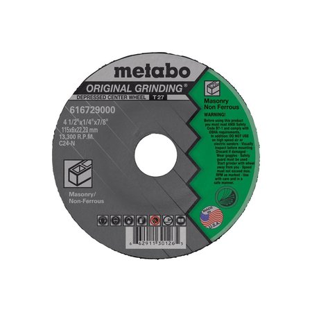 METABO Grinding Wheel 7" x 1/4" x 5/8"-11 - C24N Original Masonry 655660000